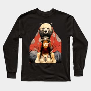 National Native American Heritage Month: "The Bear Mother" or "The Woman Who Married a Bear" Long Sleeve T-Shirt